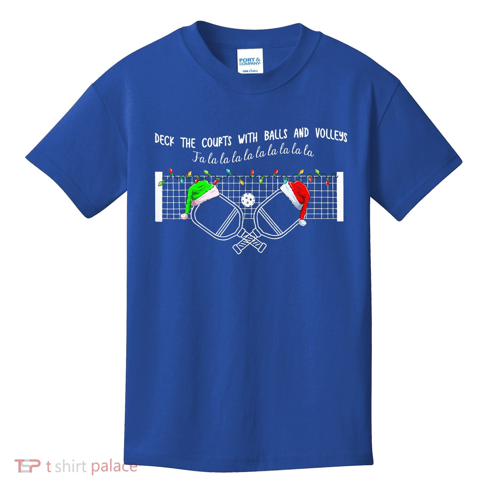 Deck The Courts With Balls And Volleys Christmas Pickleball  Kids T-Shirt