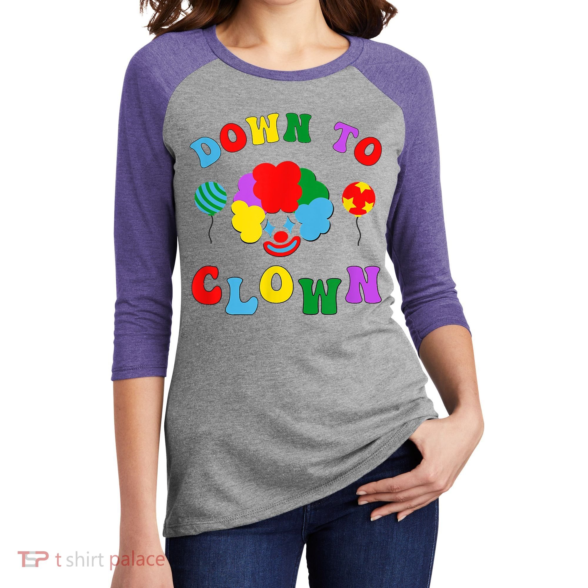 Down To Clown Clowncore Aesthetic Women's Tri-Blend 3/4-Sleeve Raglan Shirt
