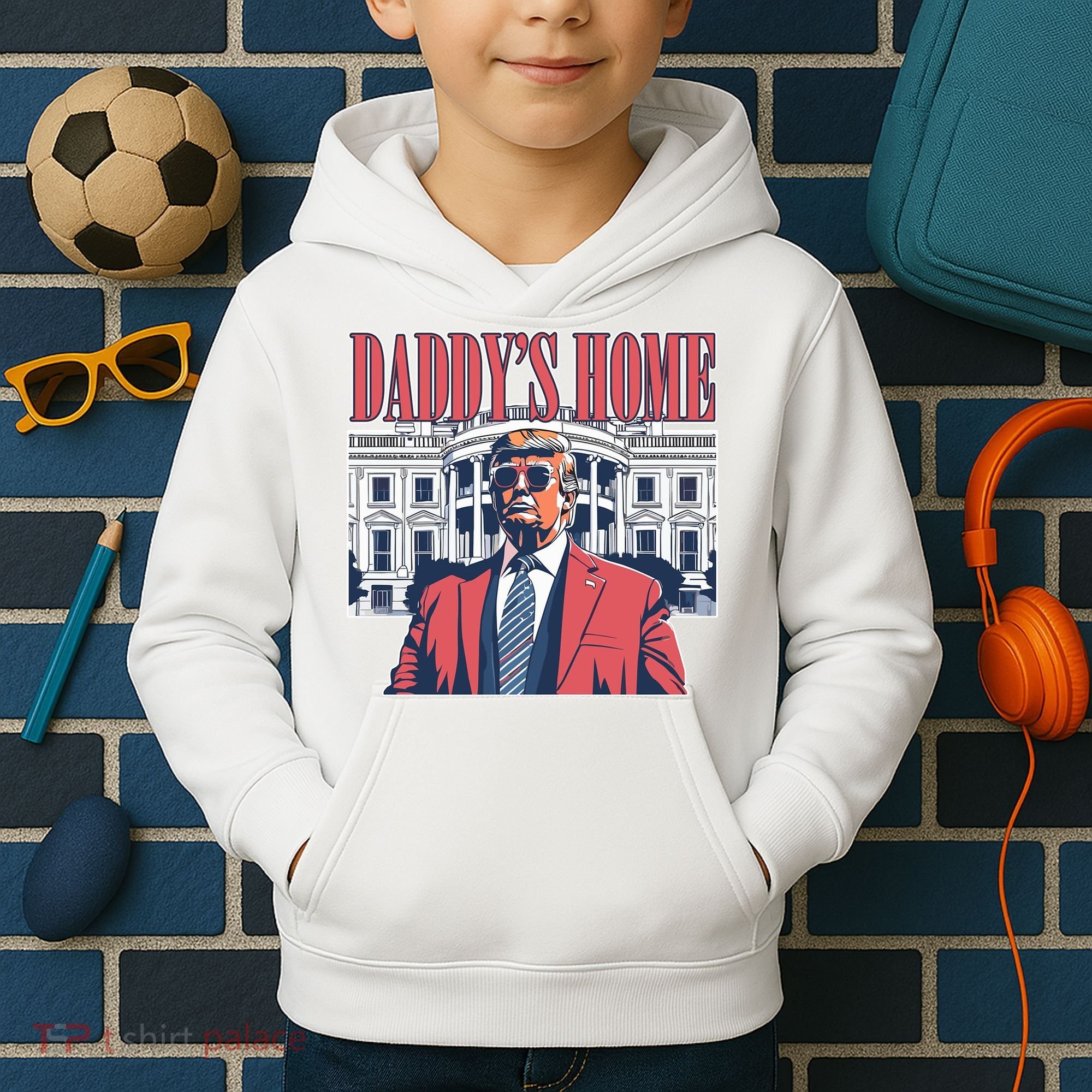Donald Trump Daddys Home White House Kids Hoodie