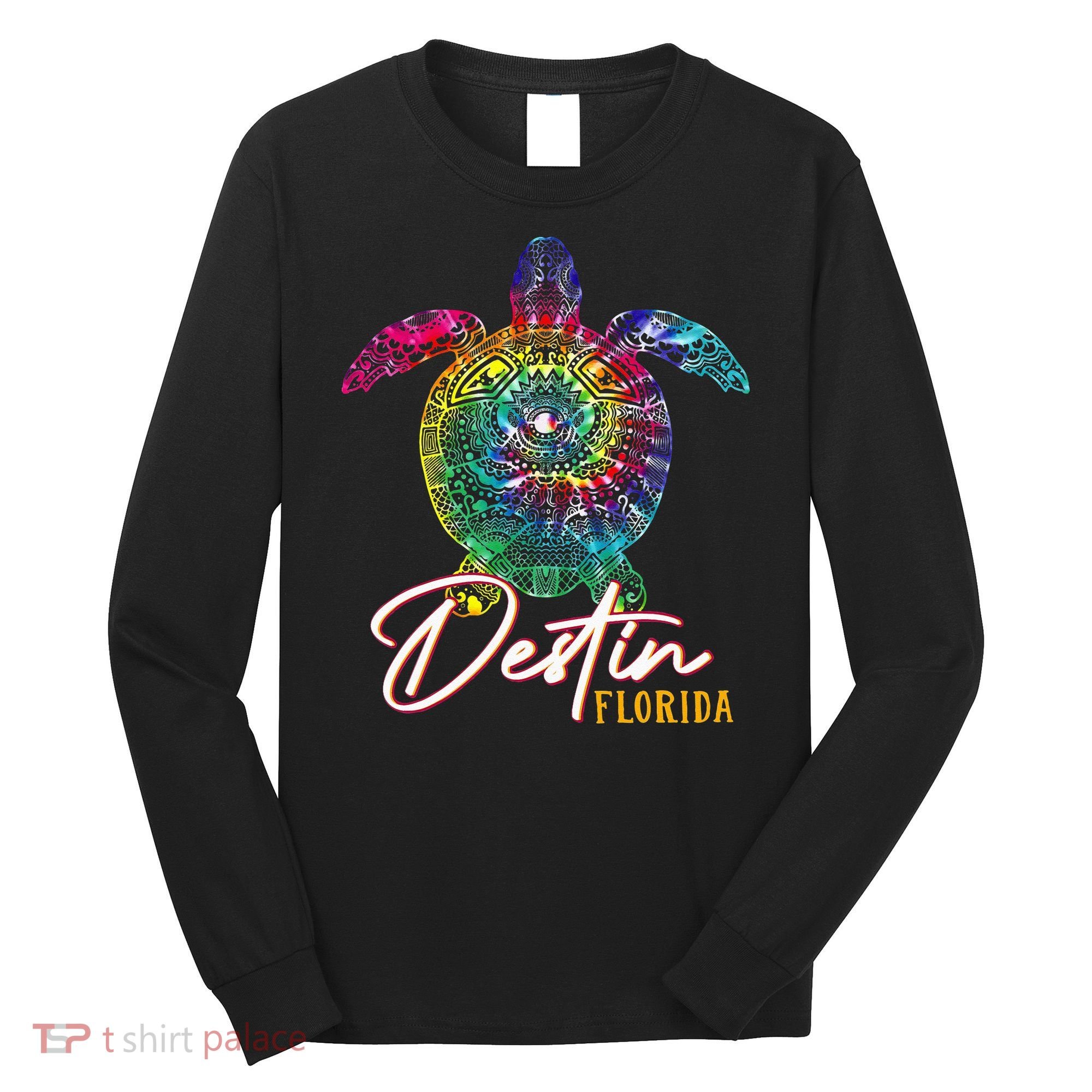 Destin Tie Dye Sea Turtle Florida Matching Family Vacation Long Sleeve Shirt