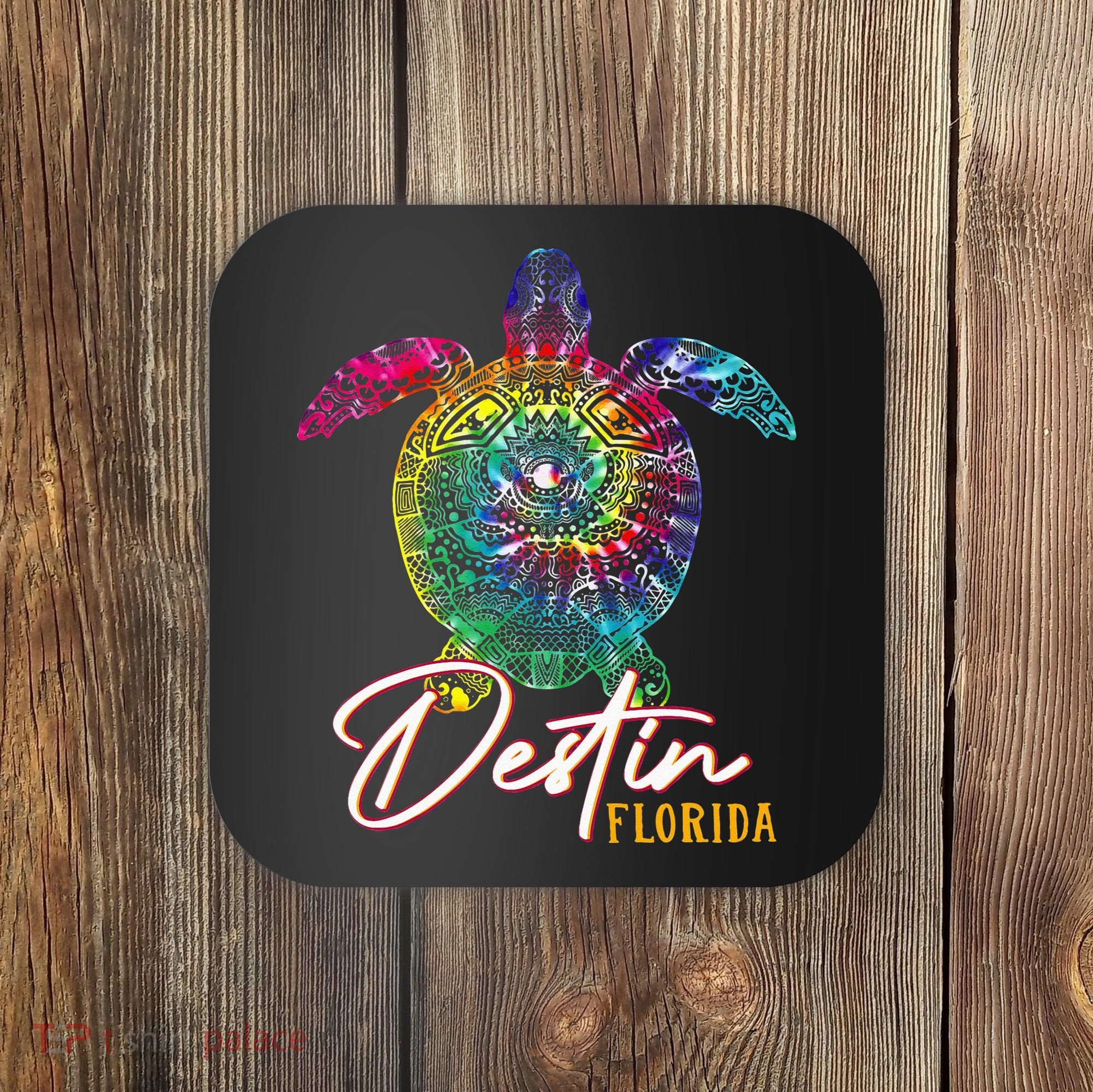 Destin Tie Dye Sea Turtle Florida Matching Family Vacation Coaster