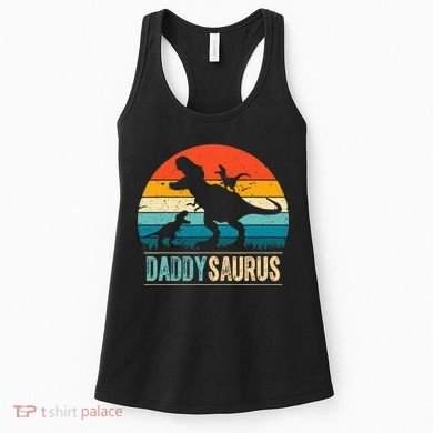 Daddysaurus T-Rex Dad Dinosaur Daddy Saurus Fathers Day Women's Tank Top