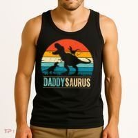 Daddysaurus T-Rex Dad Dinosaur Daddy Saurus Fathers Day Tank Top thumb 3
