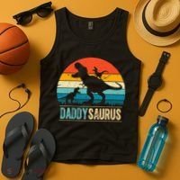 Daddysaurus T-Rex Dad Dinosaur Daddy Saurus Fathers Day Tank Top thumb 4