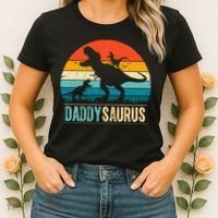 Daddysaurus T-Rex Dad Dinosaur Daddy Saurus Fathers Day Women's T-Shirt thumb 2