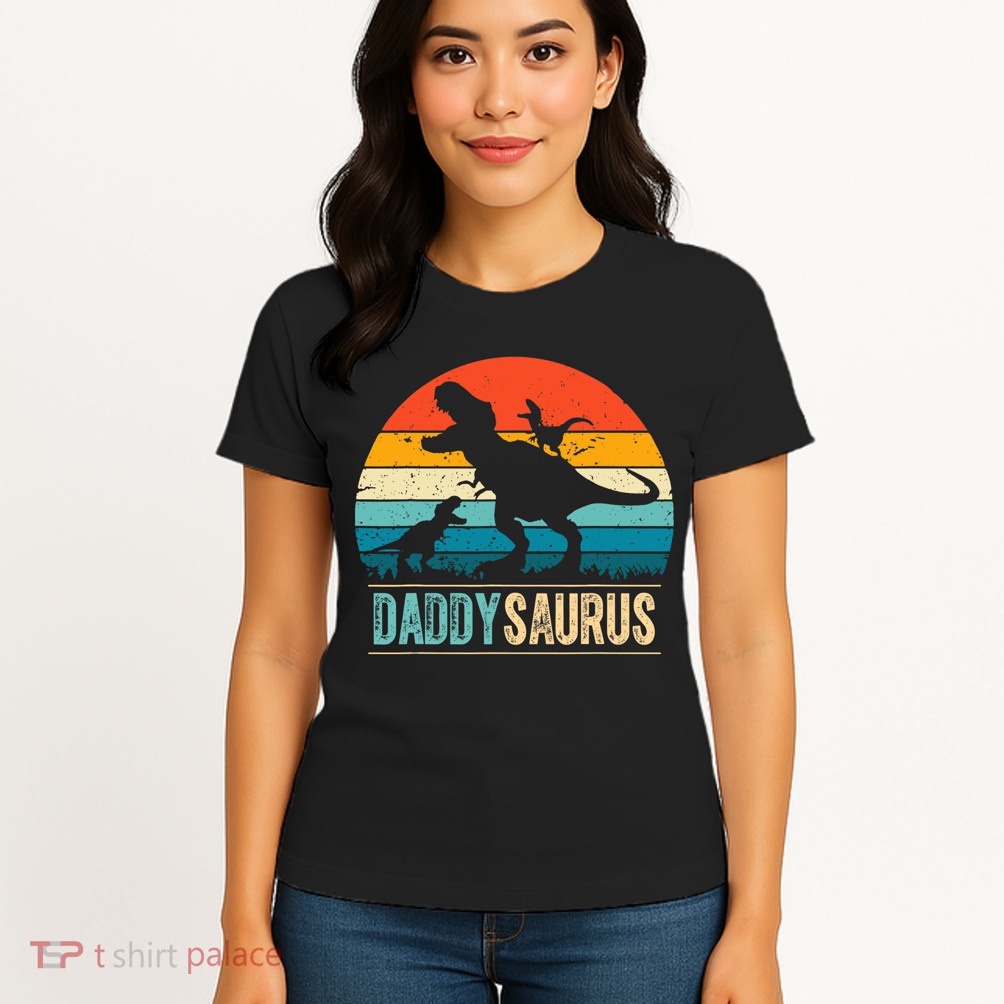 Daddysaurus T-Rex Dad Dinosaur Daddy Saurus Fathers Day Women's T-Shirt