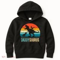 Daddysaurus T-Rex Dad Dinosaur Daddy Saurus Fathers Day Kids Hoodie thumb 0