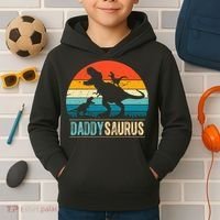 Daddysaurus T-Rex Dad Dinosaur Daddy Saurus Fathers Day Kids Hoodie thumb 2