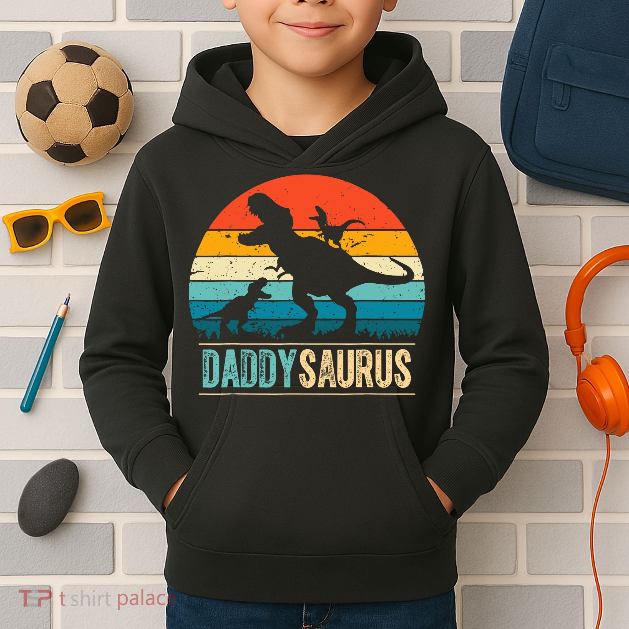 Daddysaurus T-Rex Dad Dinosaur Daddy Saurus Fathers Day Kids Hoodie