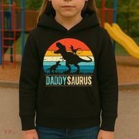 Daddysaurus T-Rex Dad Dinosaur Daddy Saurus Fathers Day Kids Hoodie thumb 3