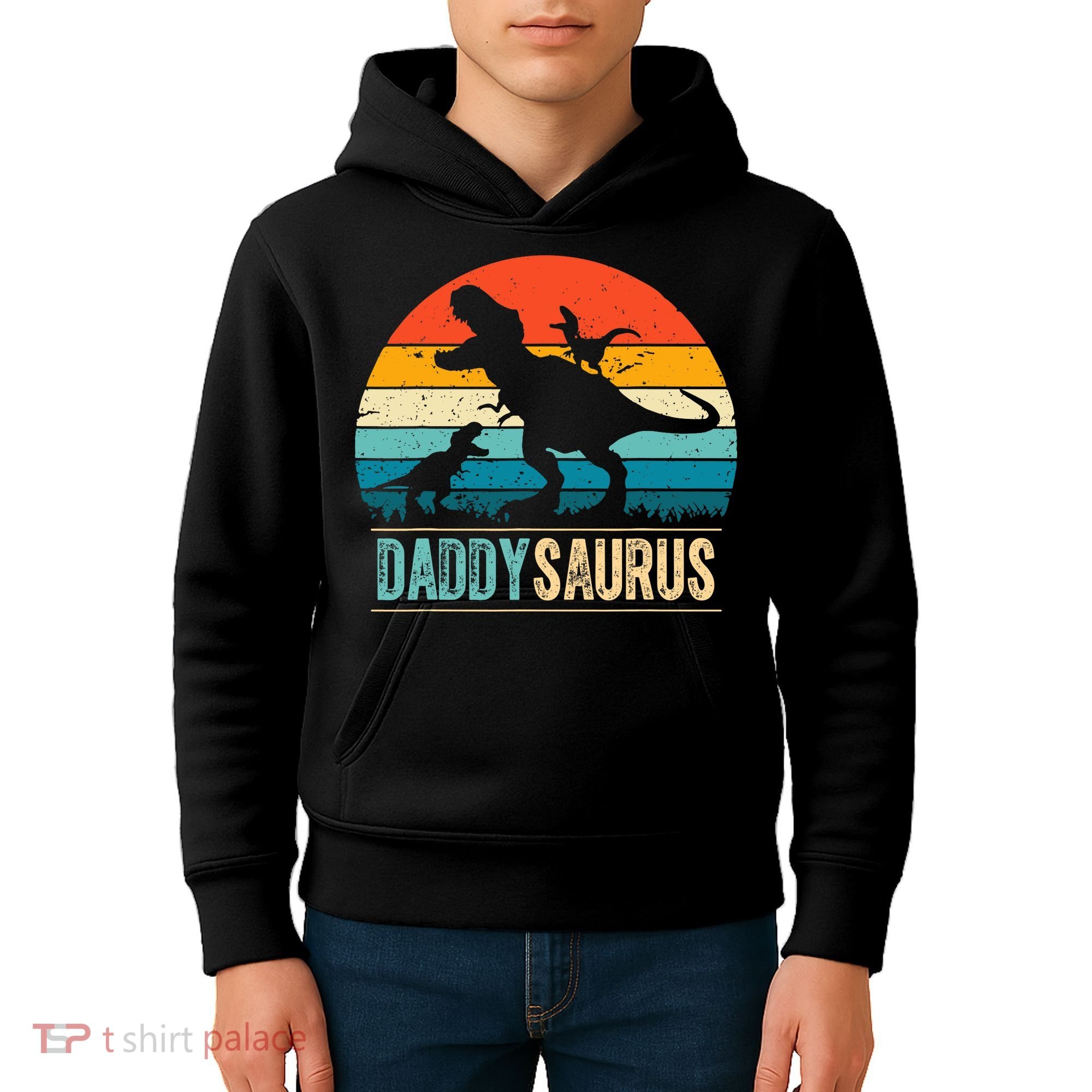 Daddysaurus T-Rex Dad Dinosaur Daddy Saurus Fathers Day Kids Hoodie