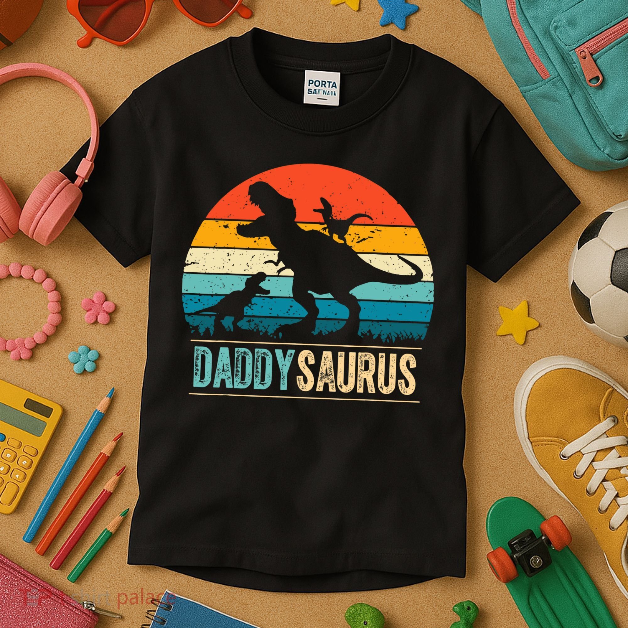 Daddysaurus T-Rex Dad Dinosaur Daddy Saurus Fathers Day Kids T-Shirt