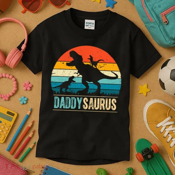 Daddysaurus T-Rex Dad Dinosaur Daddy Saurus Fathers Day Kids T-Shirt