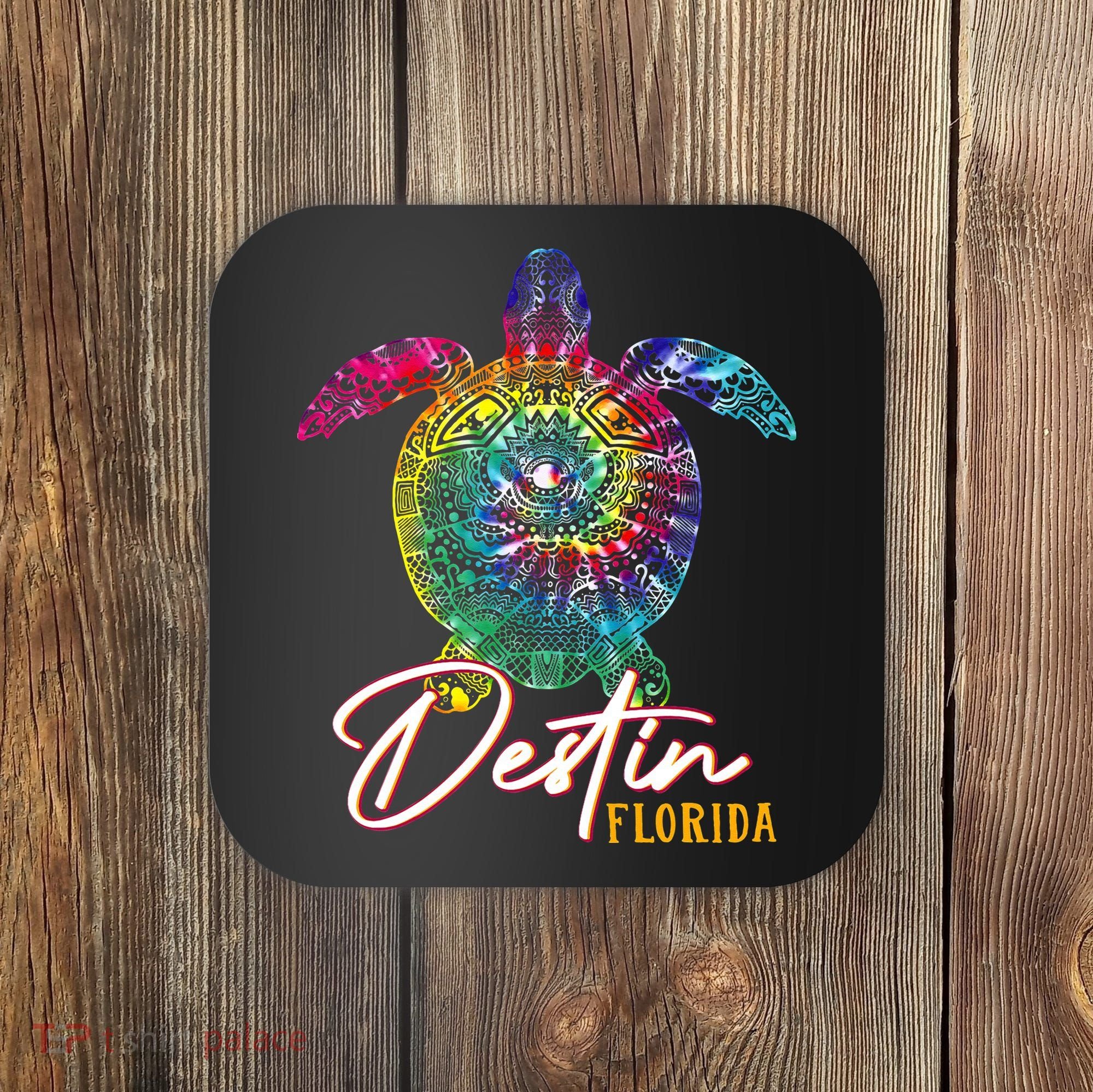 Destin Tie Dye Sea Turtle Florida Matching Family Vacation Coaster