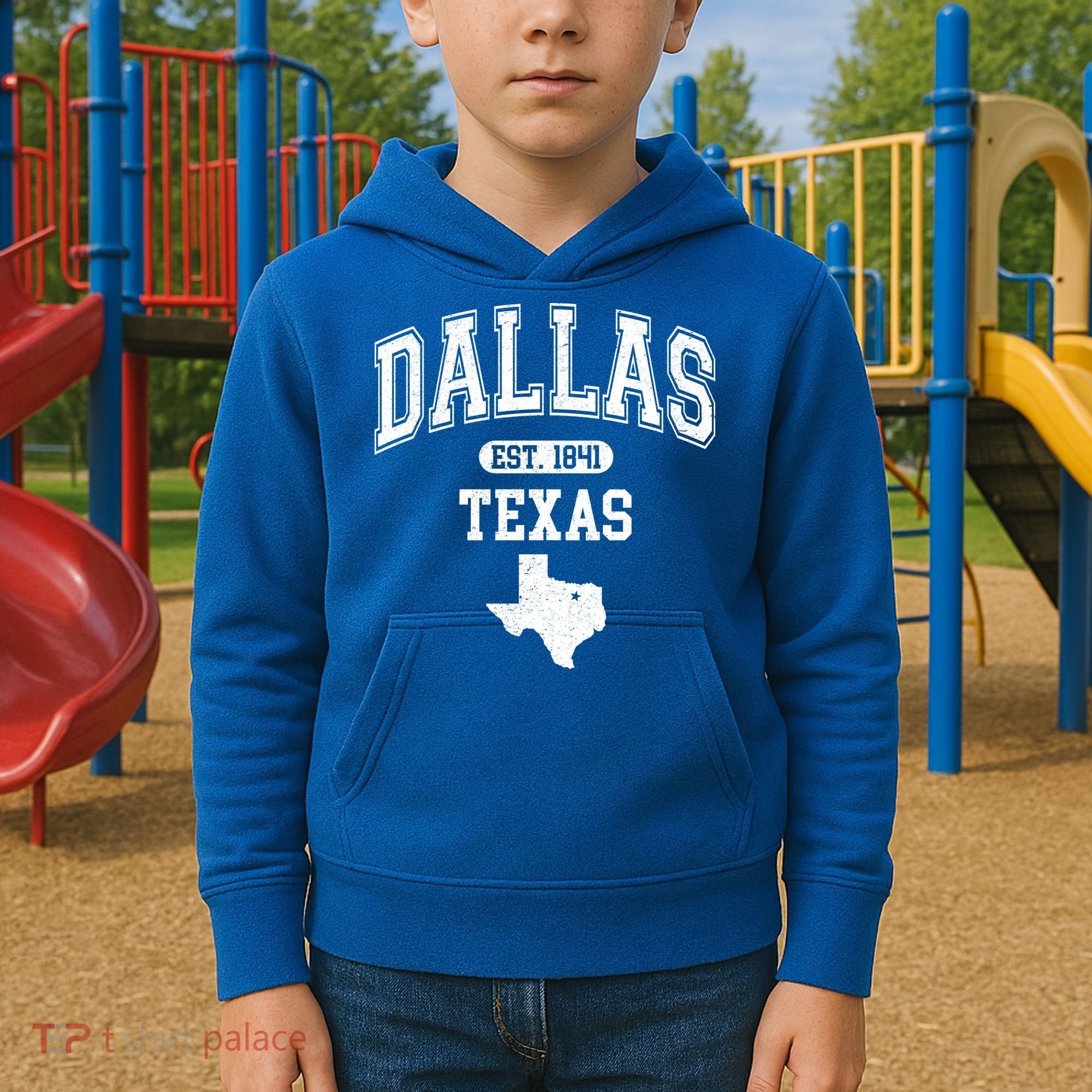 Dallas Texas Est 1841 Varsity Kids Hoodie