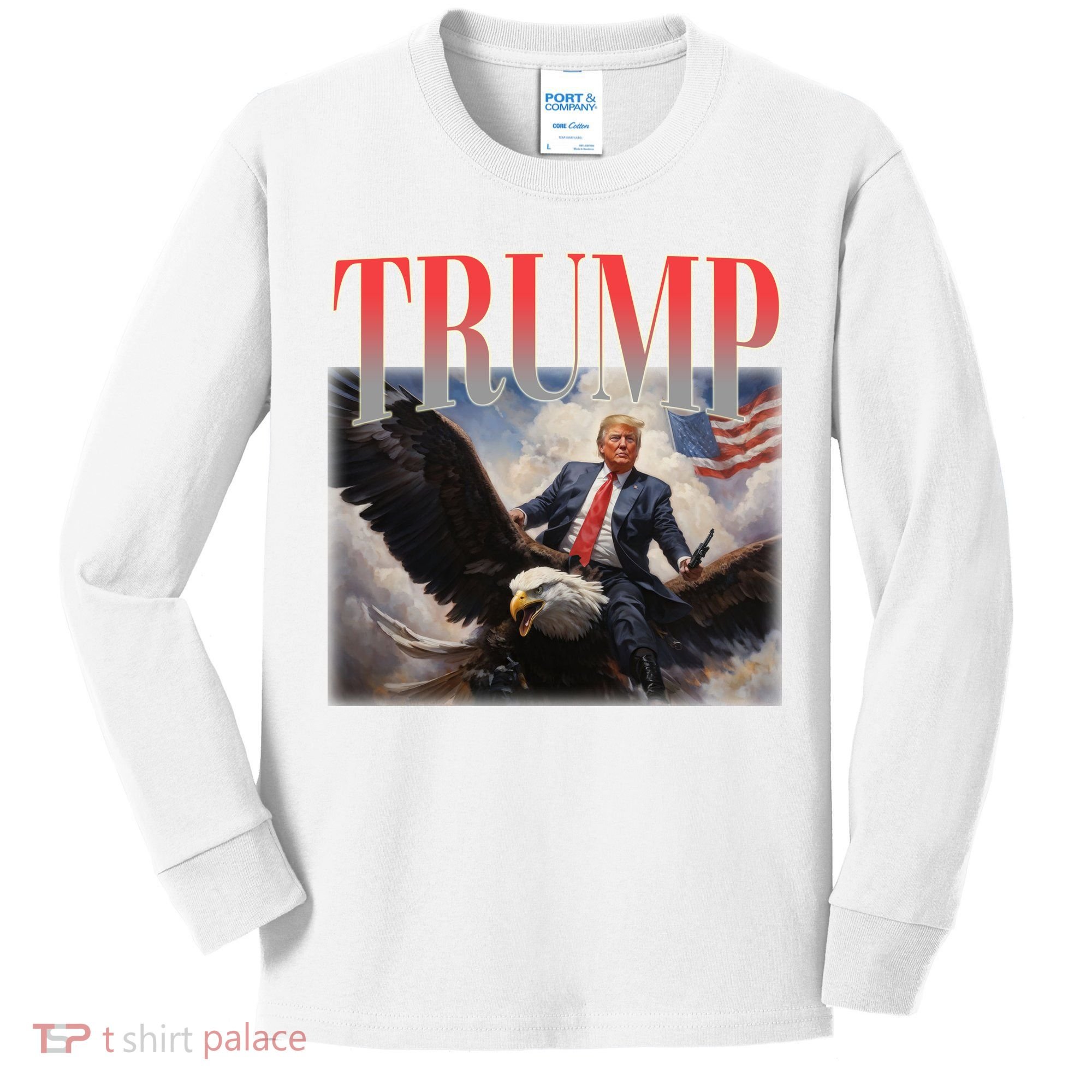 Donald Trump Eagle Usa Maga Kids Long Sleeve Shirt