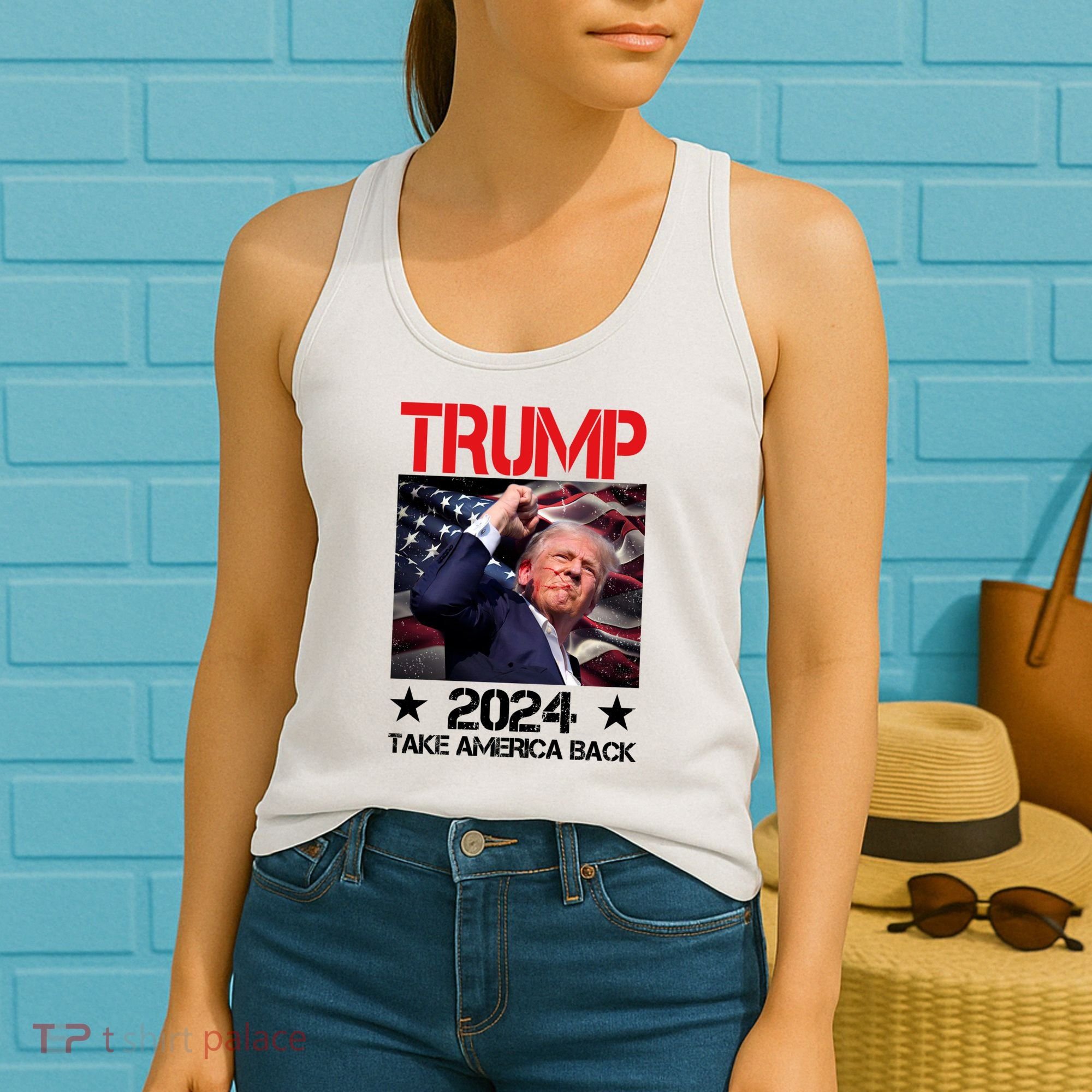 Donald Trump Fist Pump Take America Back 2024 Usa Women's Tank Top