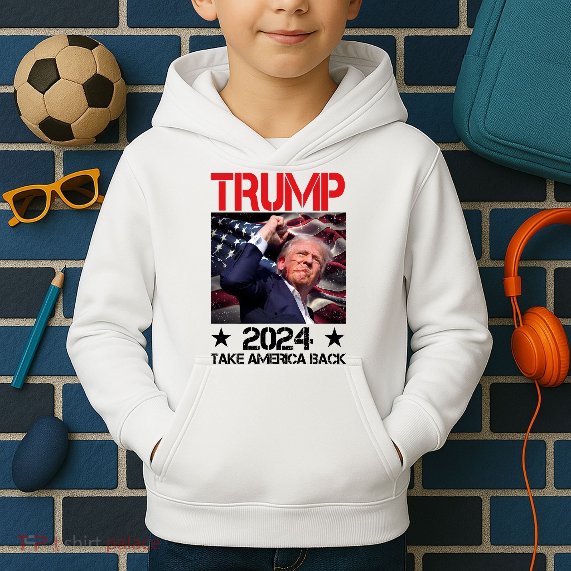 Donald Trump Fist Pump Take America Back 2024 Usa Kids Hoodie