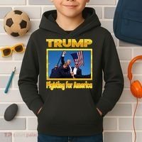 Donald Trump Fighting For America Kids Hoodie thumb 2