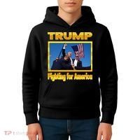 Donald Trump Fighting For America Kids Hoodie thumb 4
