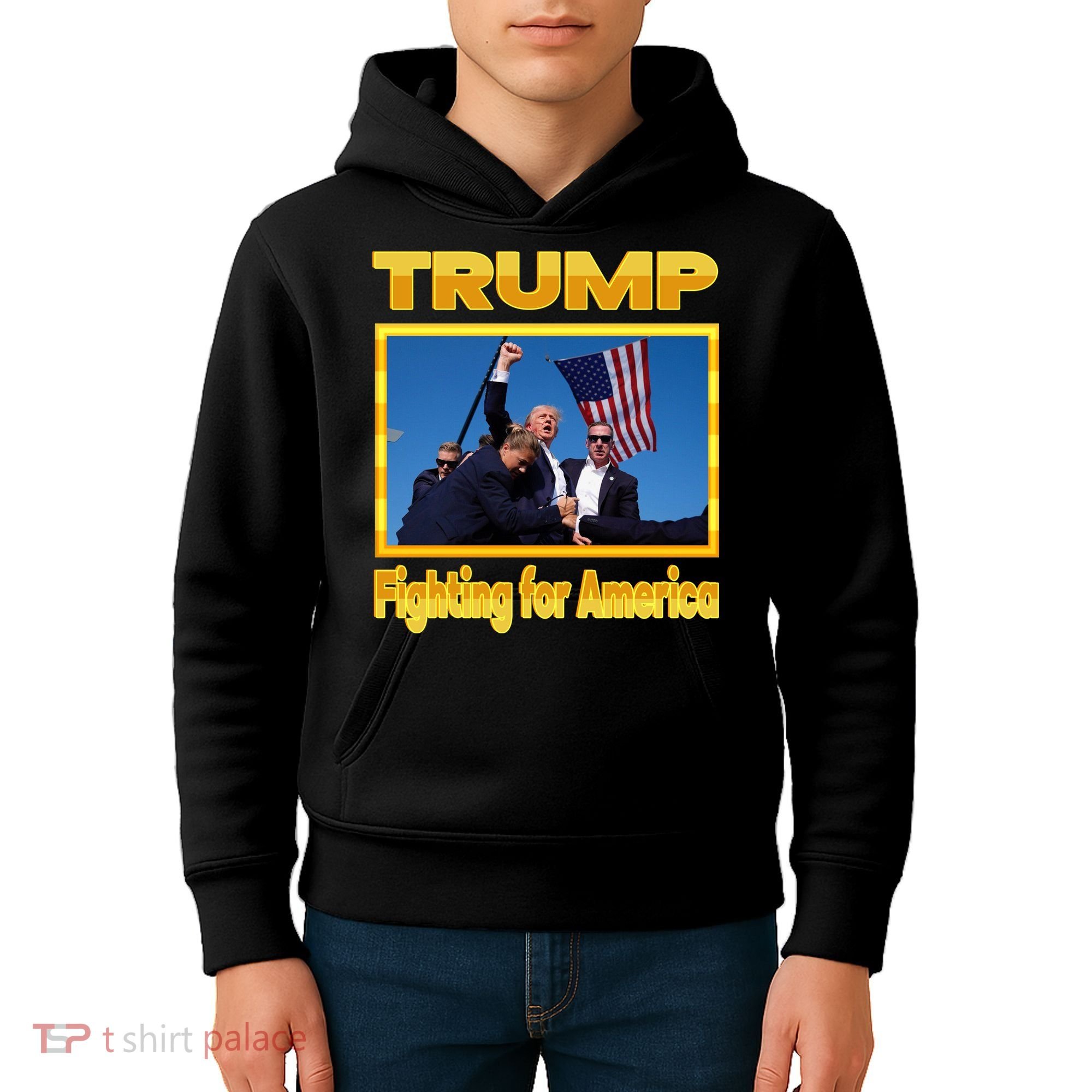 Donald Trump Fighting For America Kids Hoodie