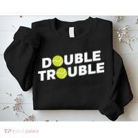 Double Trouble Funny Tennis With Tennis Balls Sweatshirt thumb 2