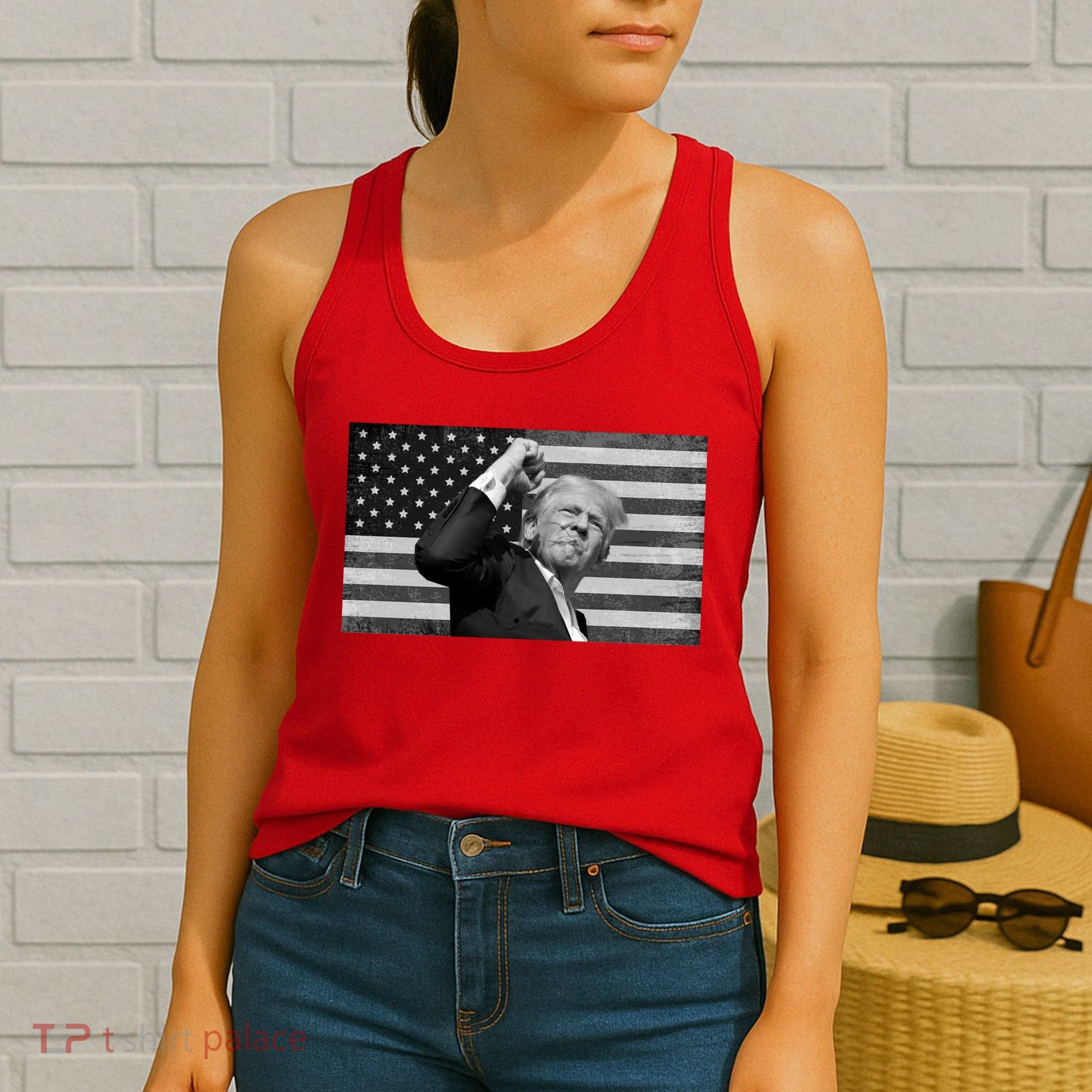 Donald Trump Fight Freedom Usa Flag Women's Tank Top