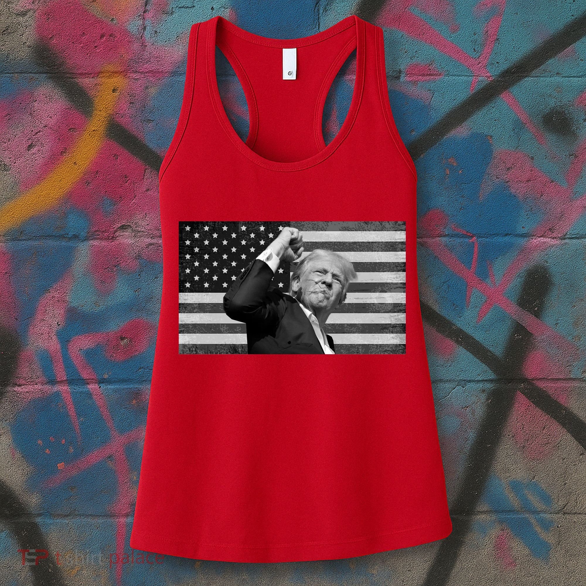 Donald Trump Fight Freedom Usa Flag Women's Tank Top