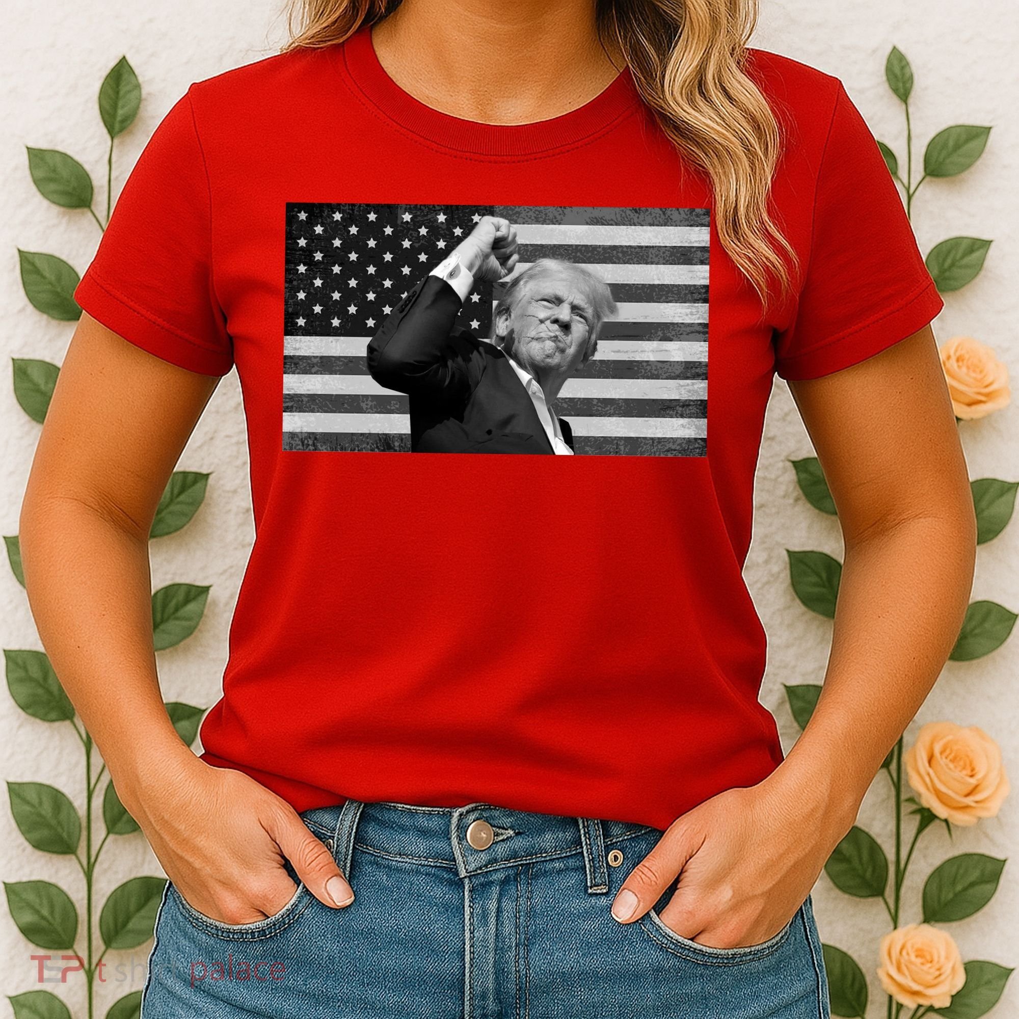 Donald Trump Fight Freedom Usa Flag Women's T-Shirt