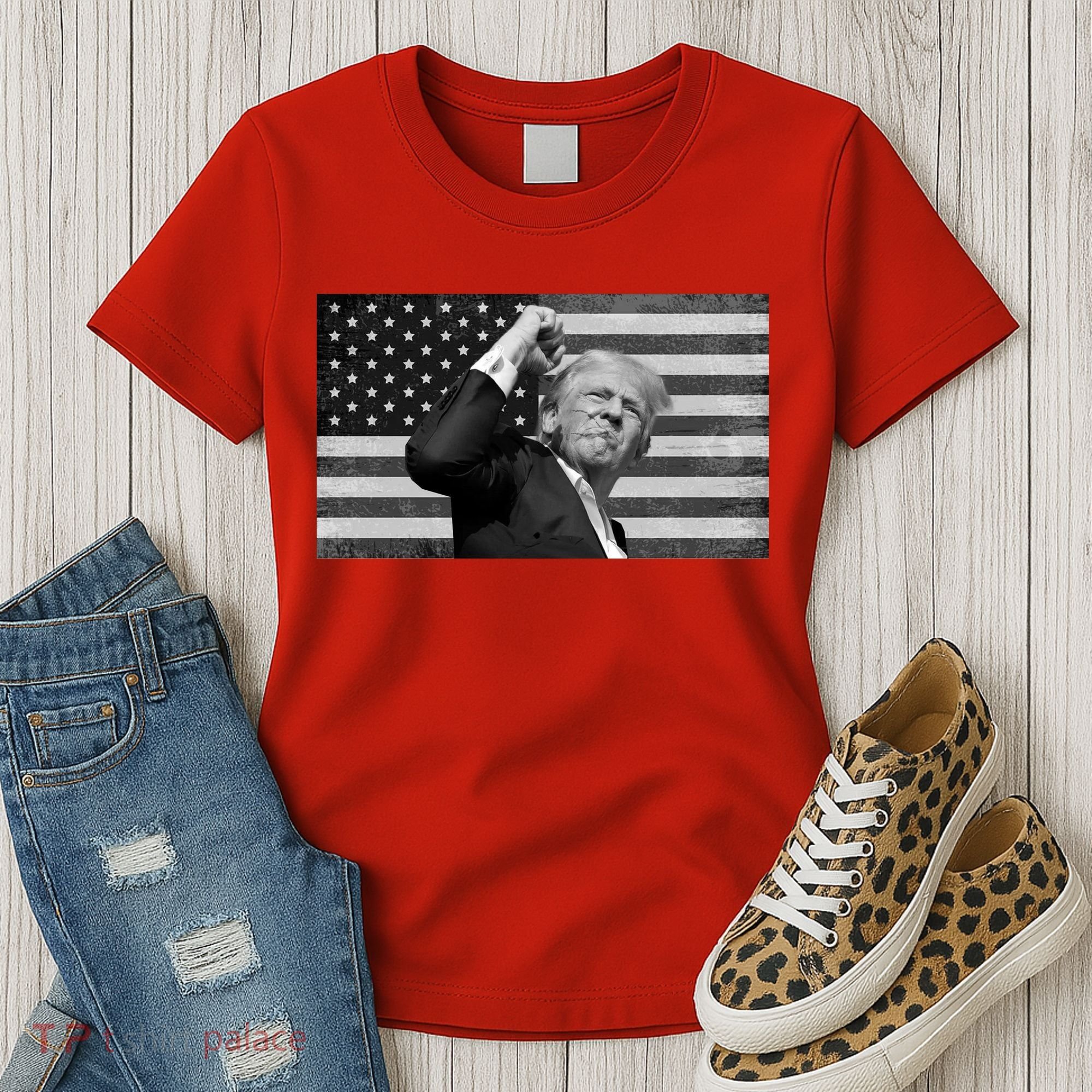 Donald Trump Fight Freedom Usa Flag Women's T-Shirt