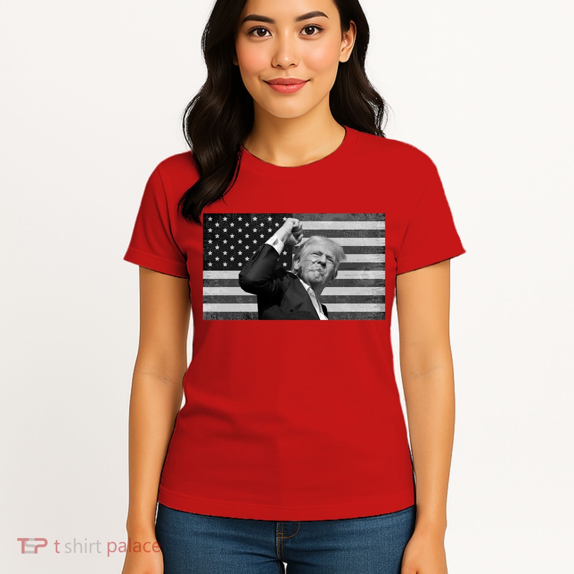 Donald Trump Fight Freedom Usa Flag Women's T-Shirt