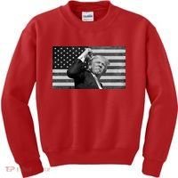 Donald Trump Fight Freedom Usa Flag Kids Sweatshirt thumb 0