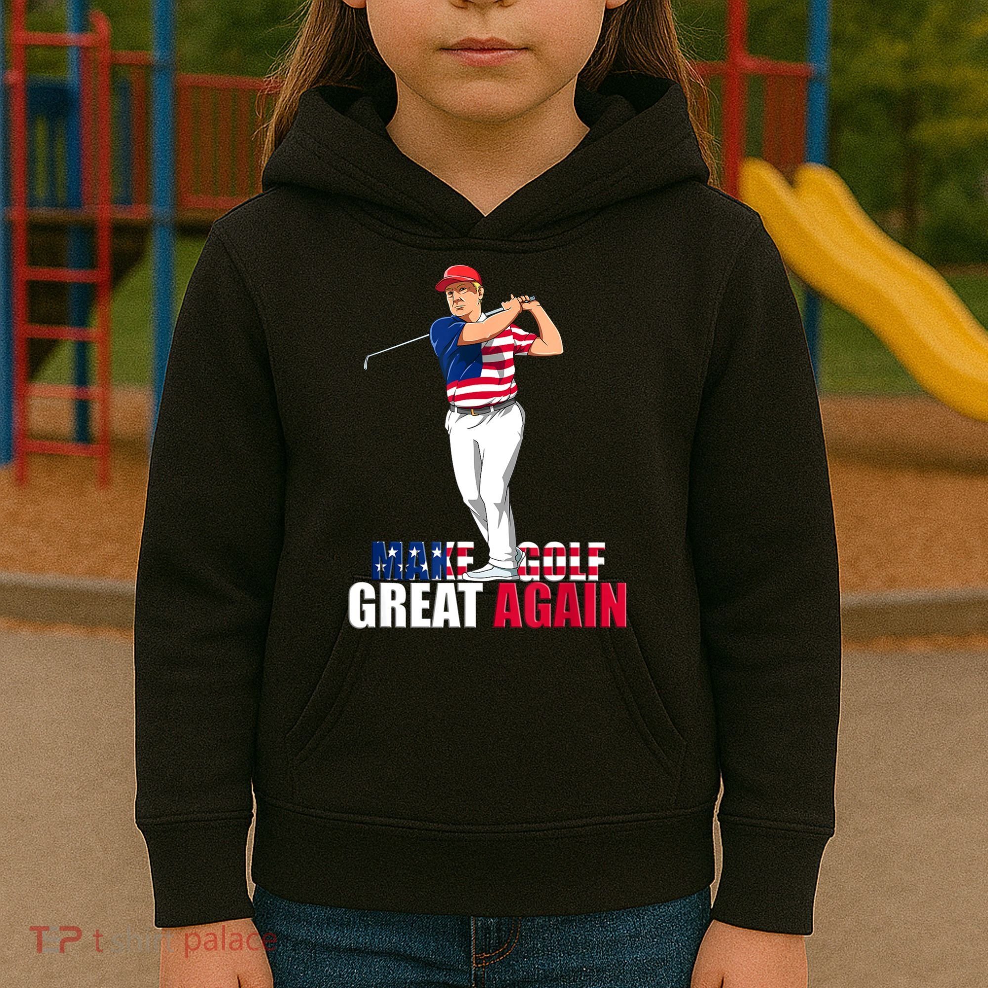 Donald Trump Funny Golf Gift Kids Hoodie
