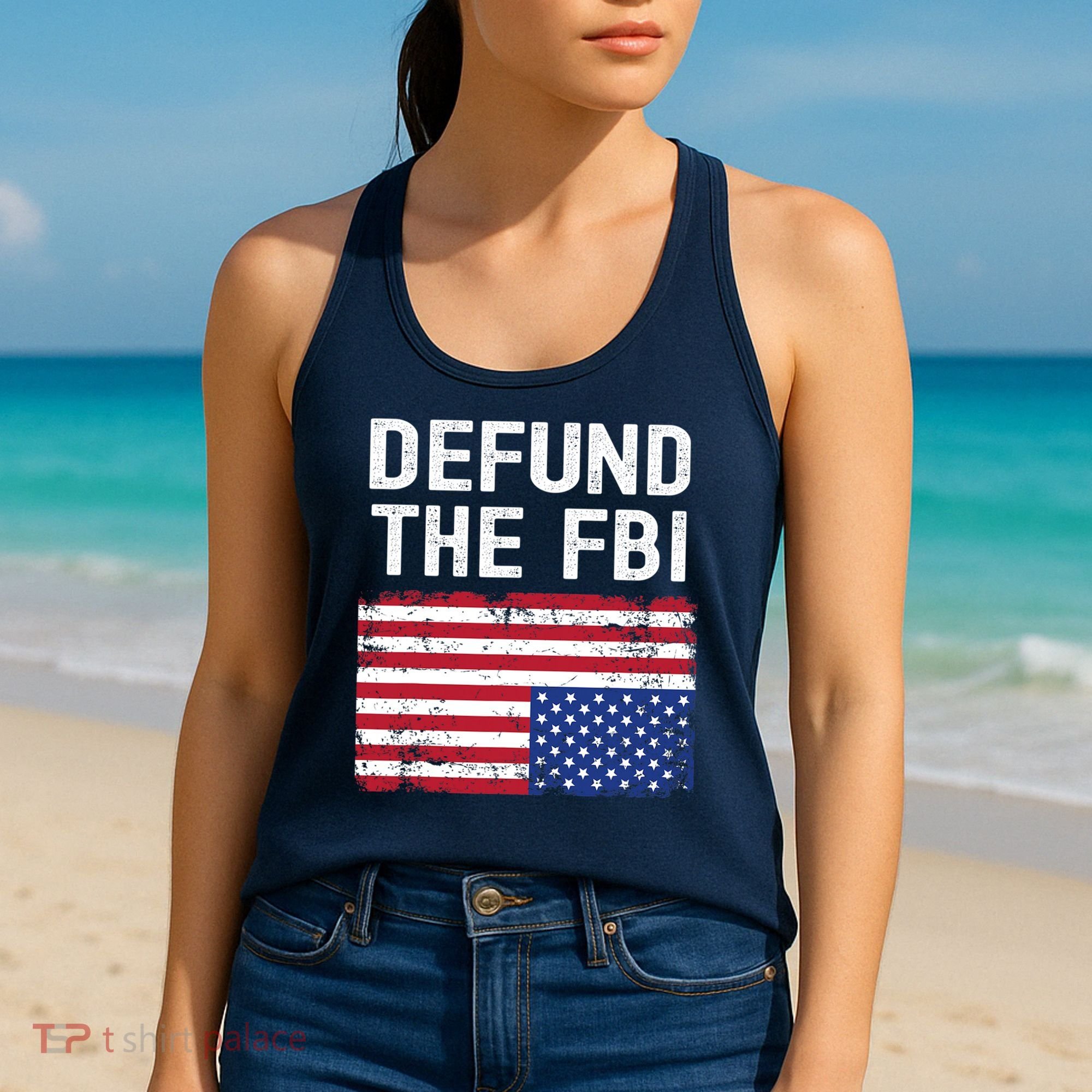 Defund The FBI American Flag Women's Tank Top