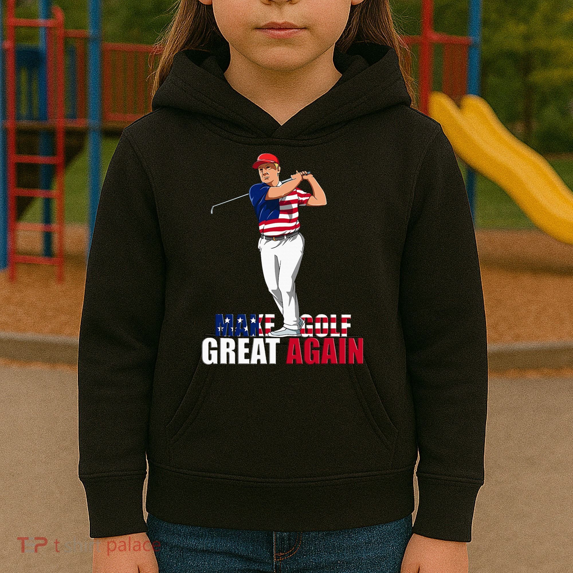Donald Trump Funny Golf Gift Kids Hoodie