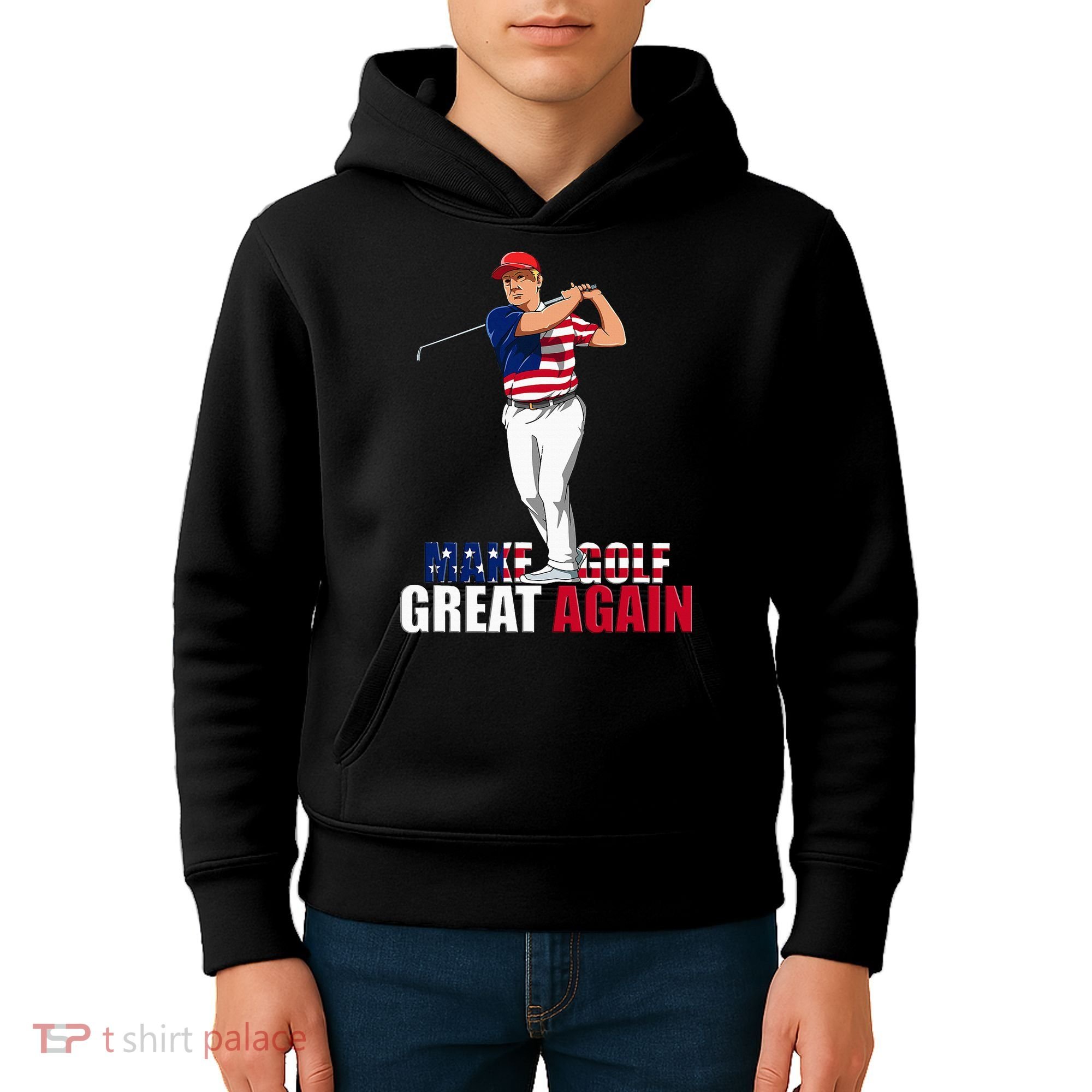 Donald Trump Funny Golf Gift Kids Hoodie