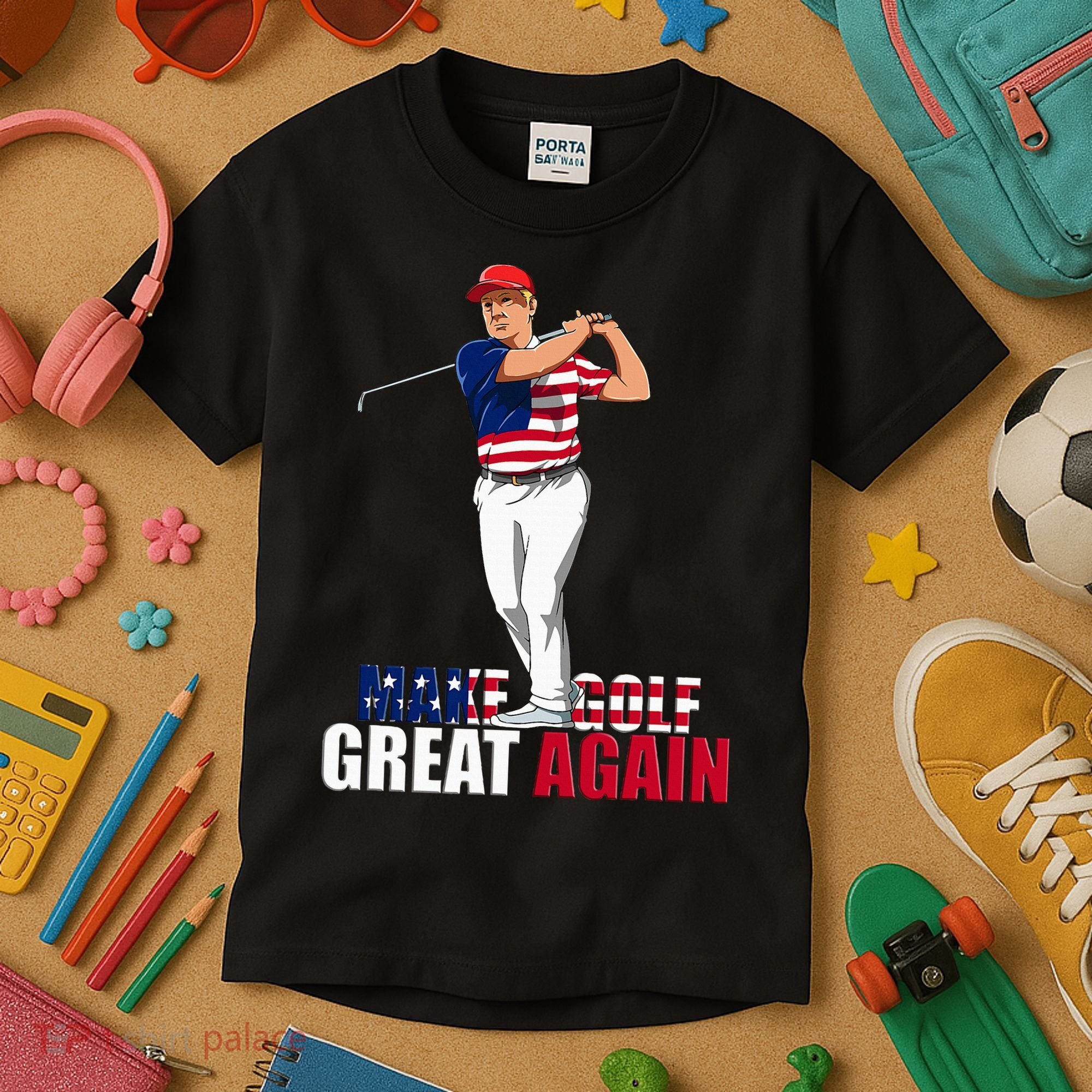 Donald Trump Funny Golf Gift Kids T-Shirt