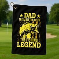 Dad The Fishing Legend Golf Towel thumb 1