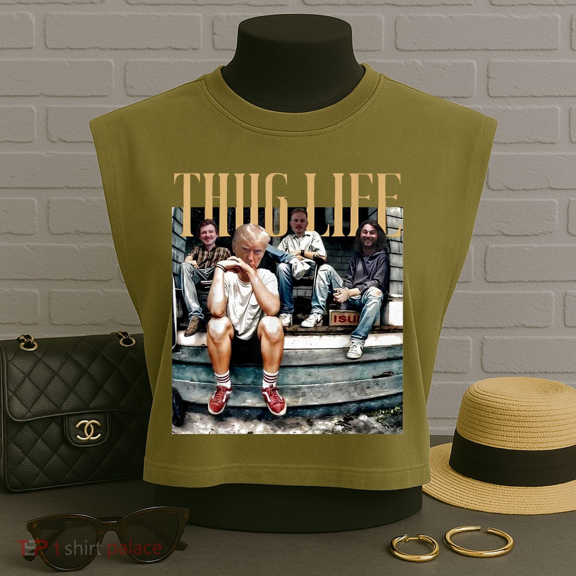Donald Trump Friends Thug Life Garment-Dyed Women's Muscle Tee