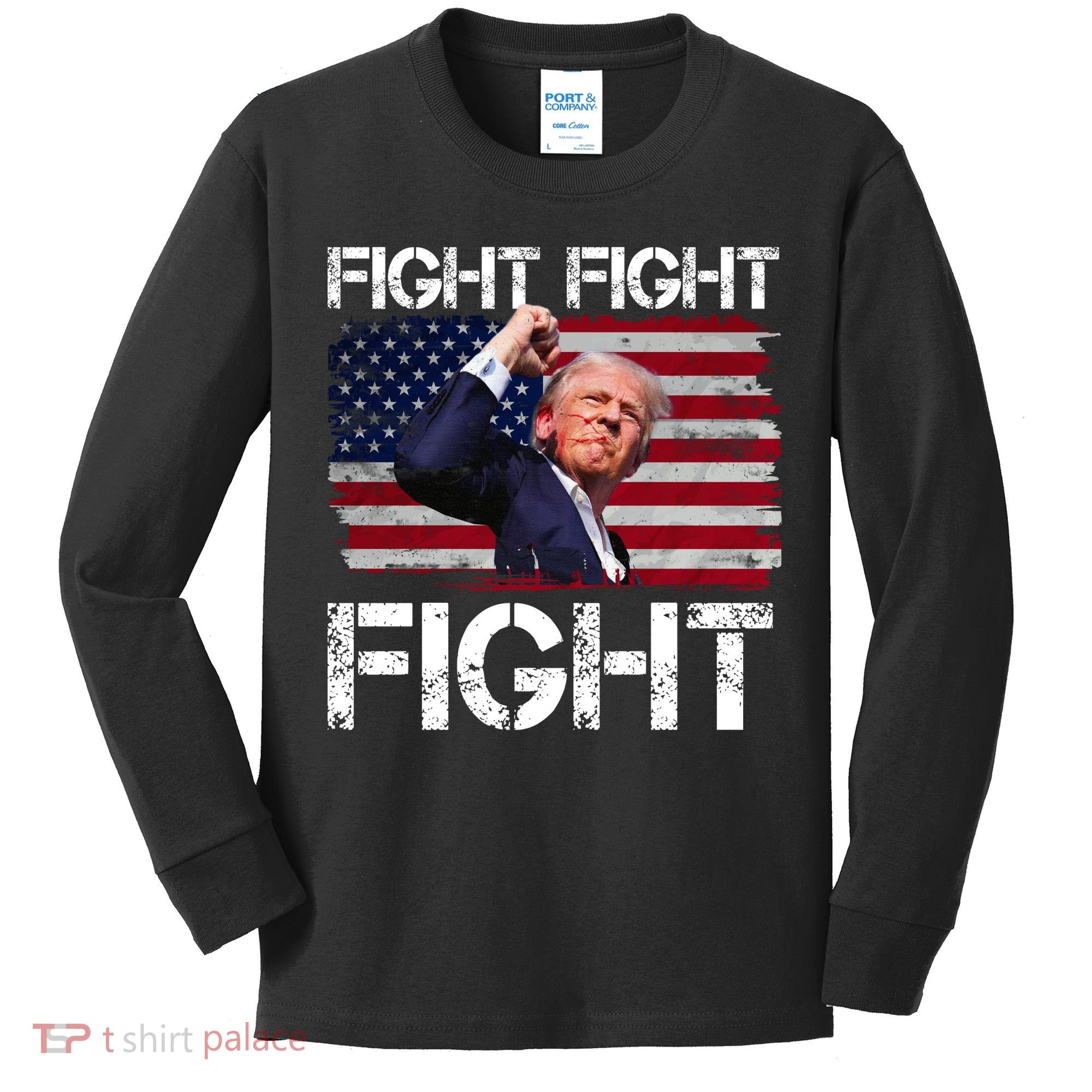 Donald Trump Fight Fight Fight Kids Long Sleeve Shirt