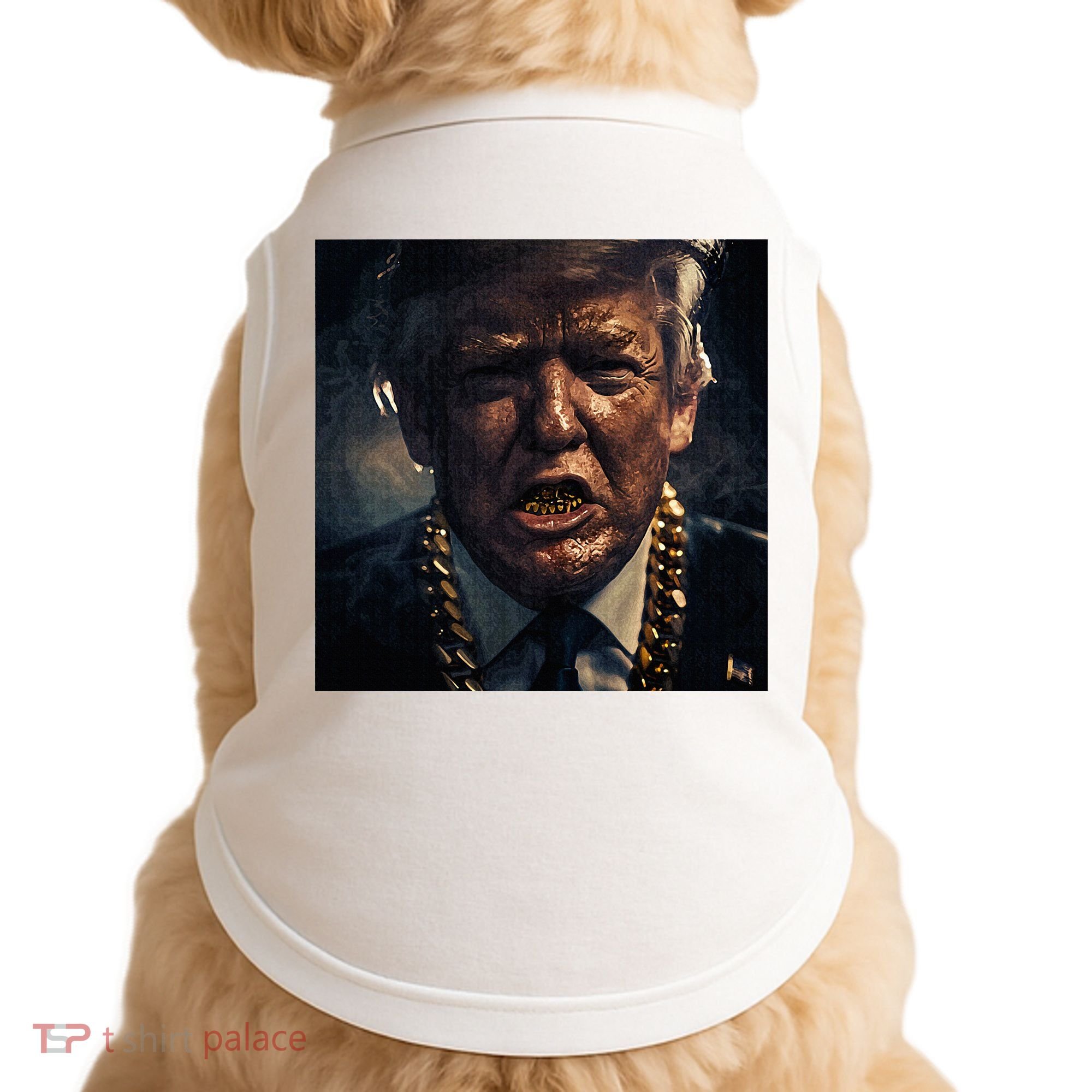 Donald Trump Gold Grillz Doggie Tank