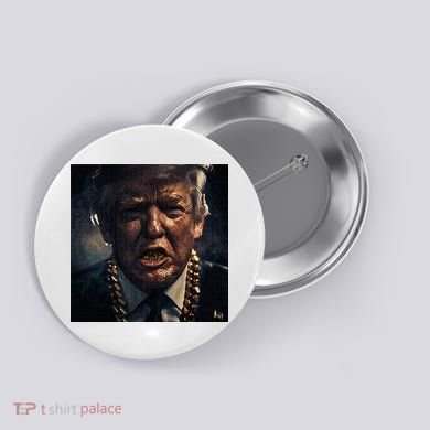 Donald Trump Gold Grillz Button