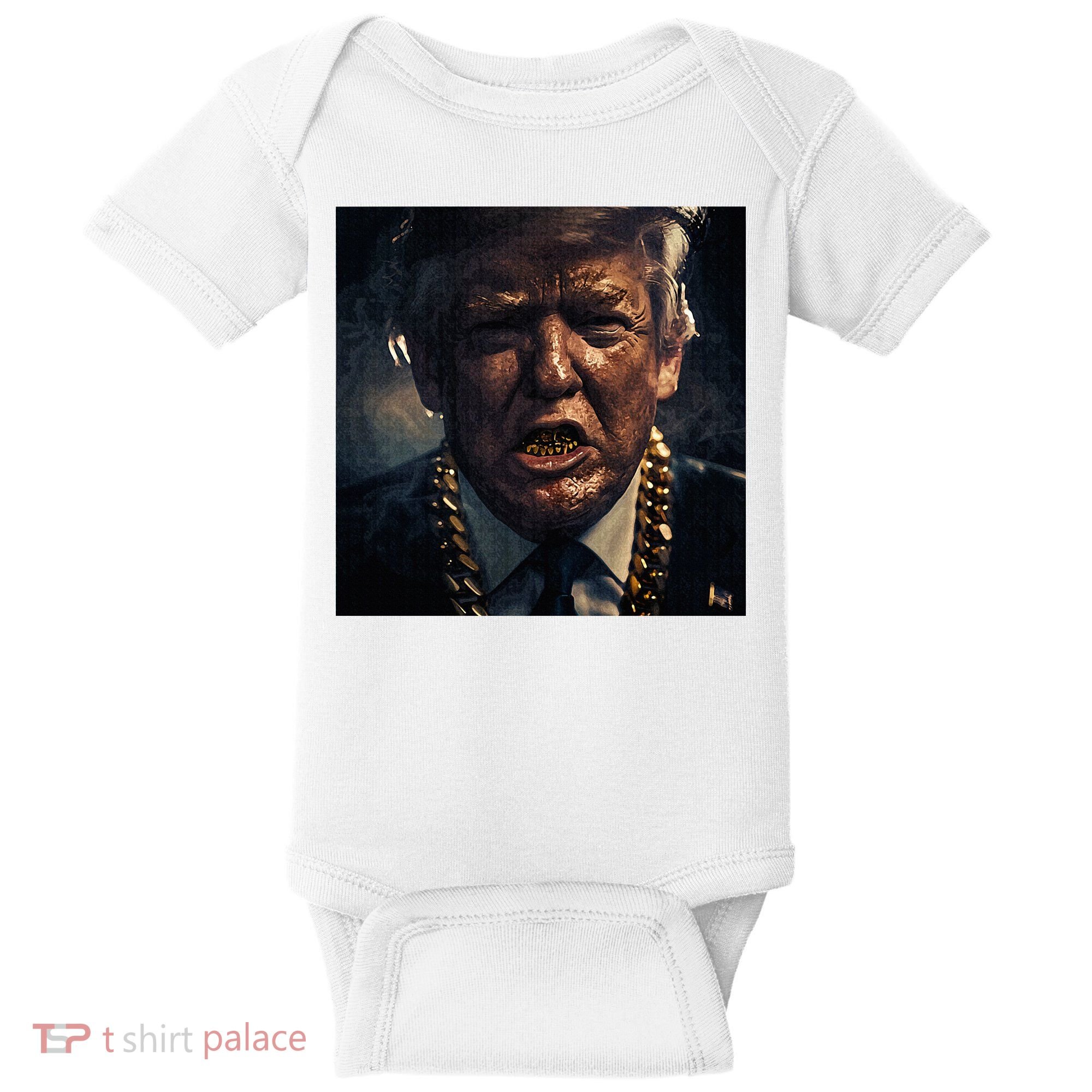 Donald Trump Gold Grillz Baby Bodysuit