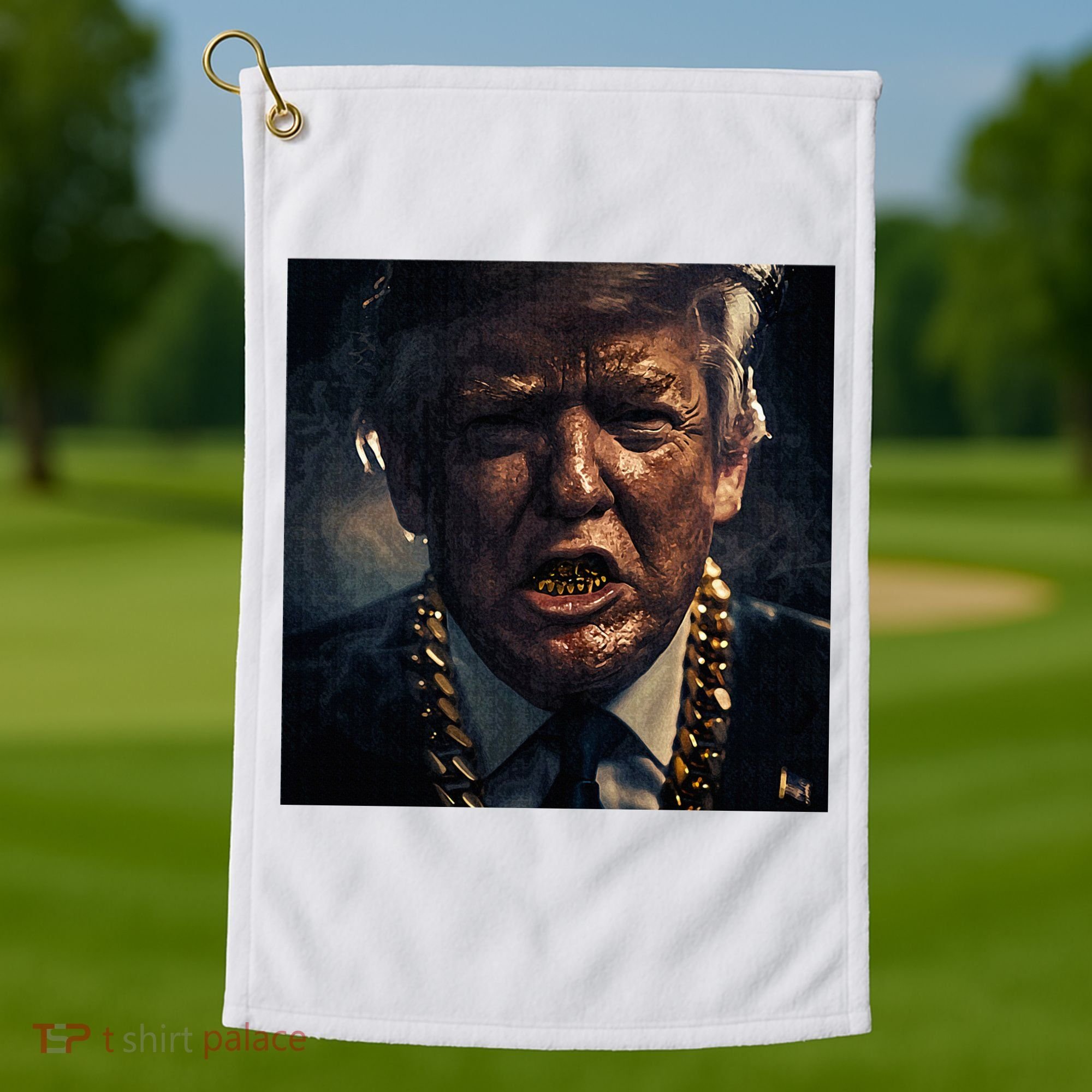 Donald Trump Gold Grillz Golf Towel