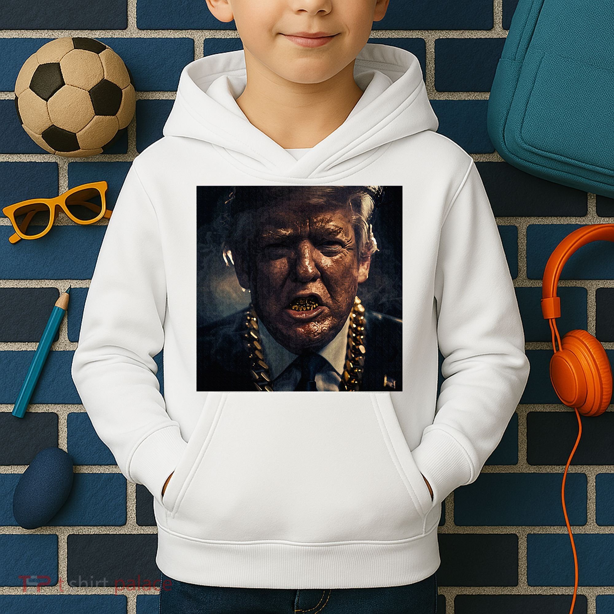 Donald Trump Gold Grillz Kids Hoodie