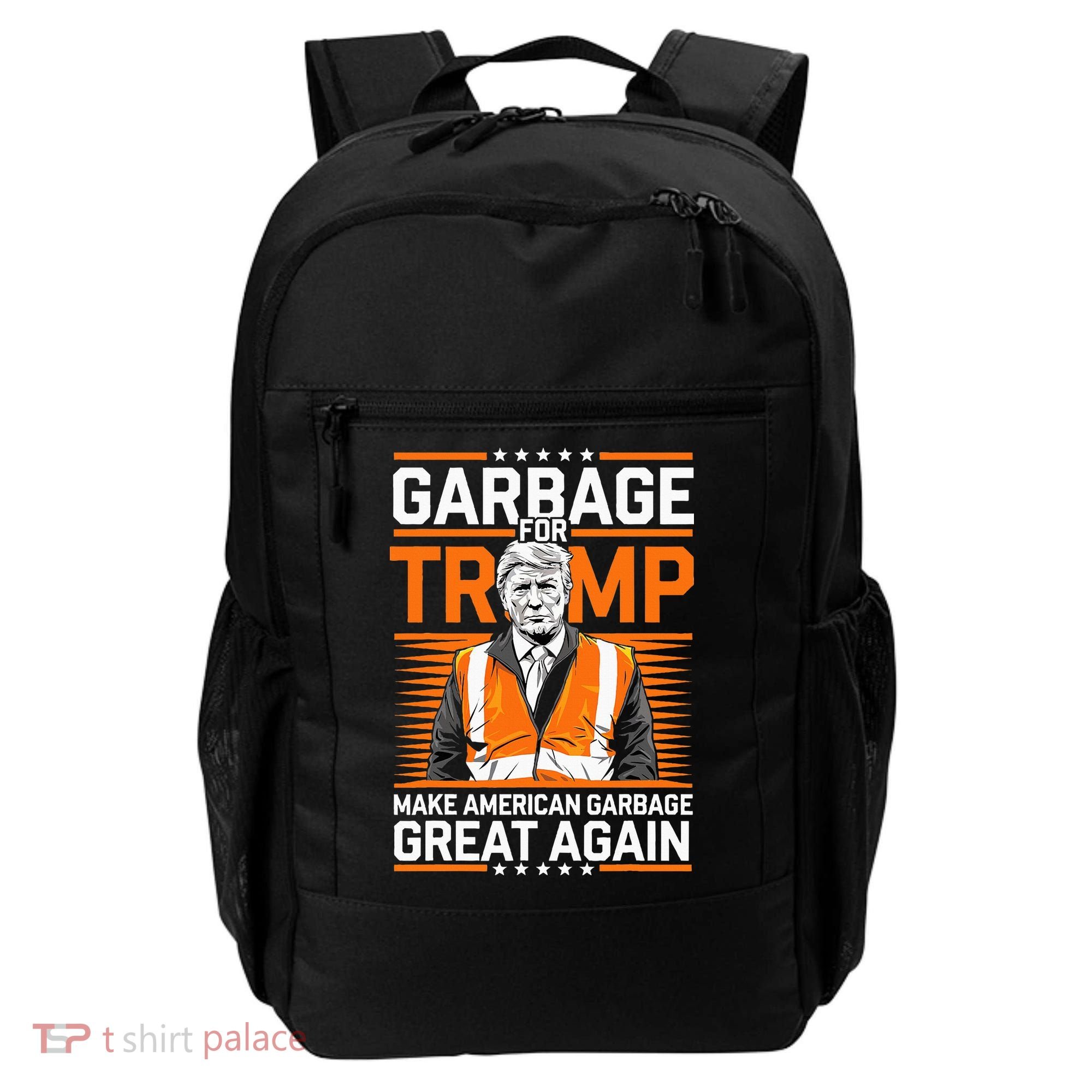 Donald Trump Garbage Orange Reflective Safety Vest Backpack
