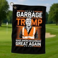 Donald Trump Garbage Orange Reflective Safety Vest Golf Towel thumb 1