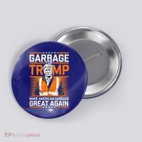 Donald Trump Garbage Orange Reflective Safety Vest Button thumb 0