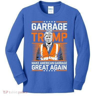 Donald Trump Garbage Orange Reflective Safety Vest Kids Long Sleeve Shirt