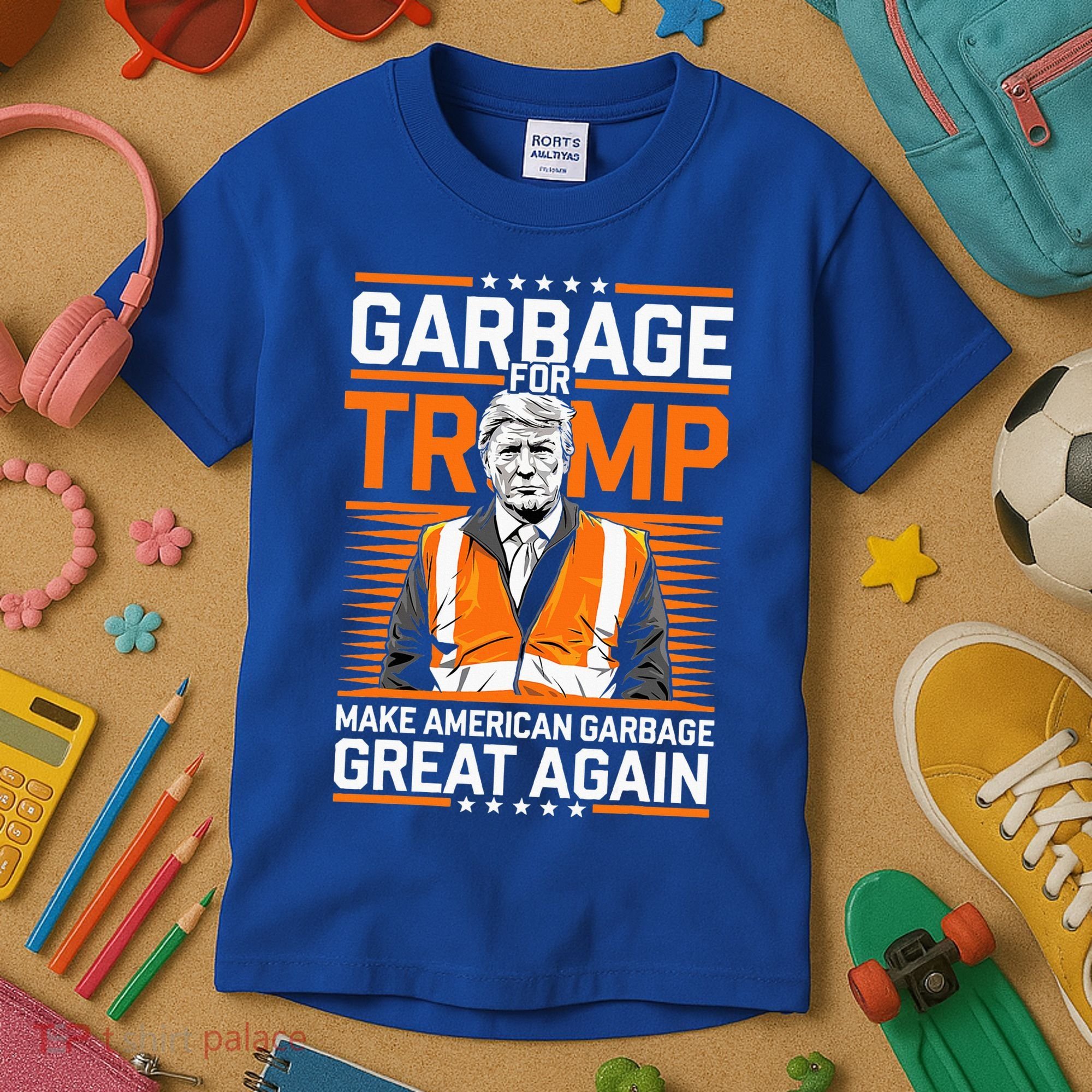 Donald Trump Garbage Orange Reflective Safety Vest Kids T-Shirt